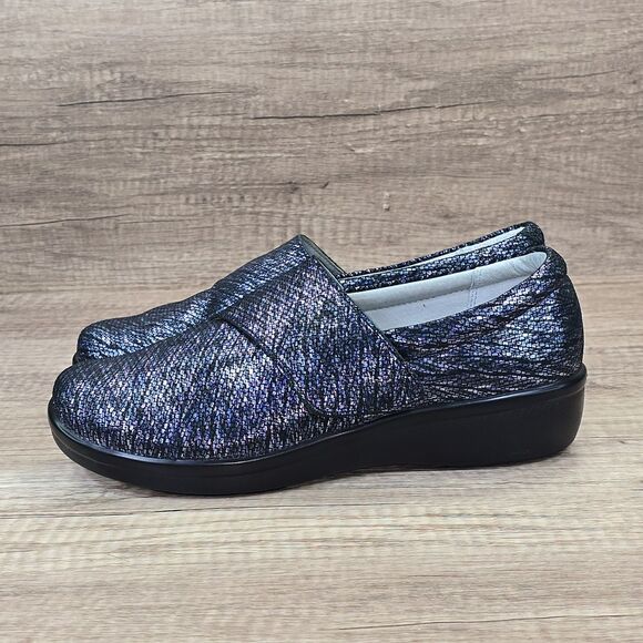 Alegria Lauryn Women's Size EU 38 US 8 Blue Metallic Leather Walking Shoes - Picture 3 of 9